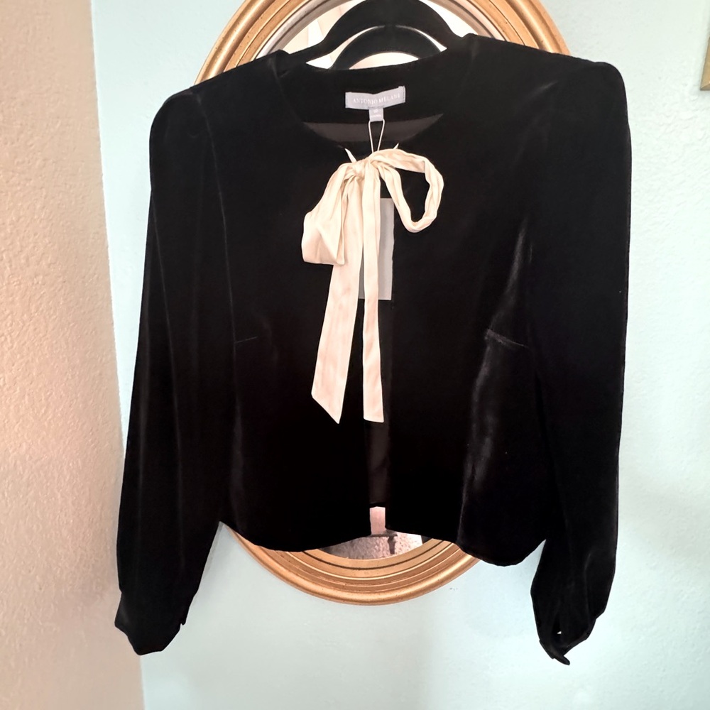 NWT Antonio Melani velevt top with cream bow! GORGEOUS